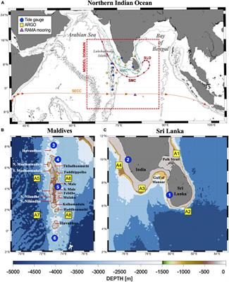 Monsoon Influence on the Island Mass Effect Around the Maldives and Sri Lanka